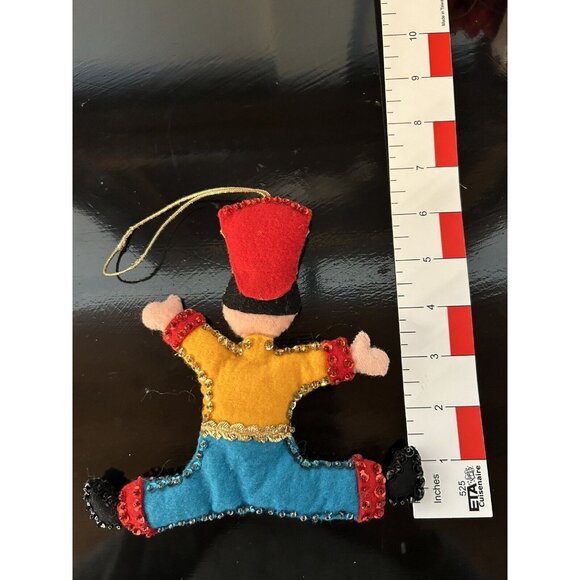 6 Vintage Push Pin Sequined Christmas Snowman Felt Soldier Mouse Duck Ornaments - Picture 3 of 10